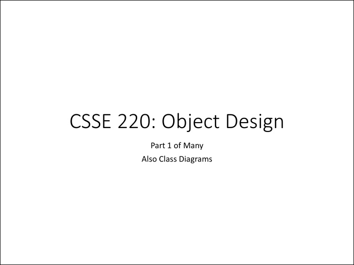 csse 220 object design