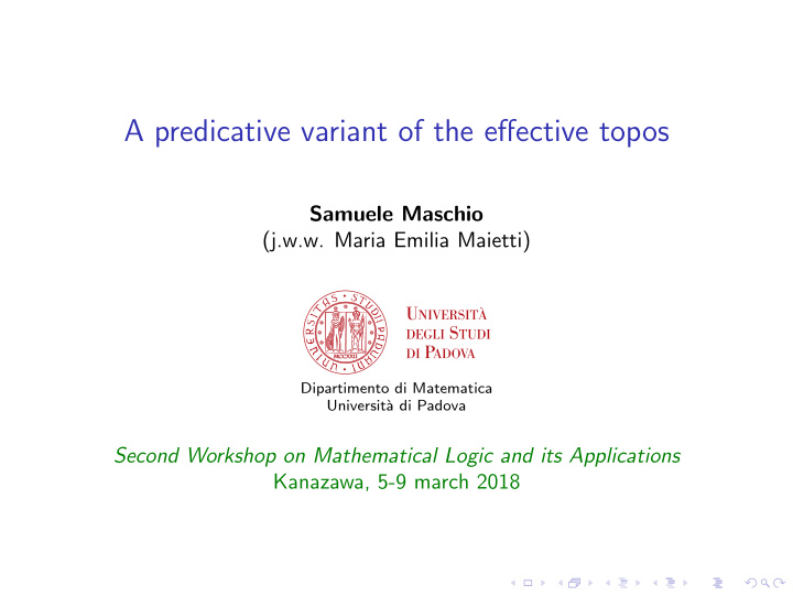a predicative variant of the effective topos