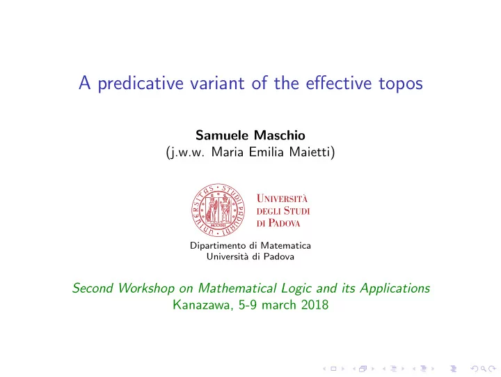 a predicative variant of the effective topos