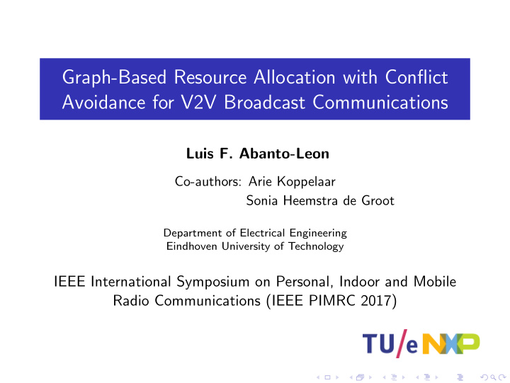 graph based resource allocation with conflict avoidance