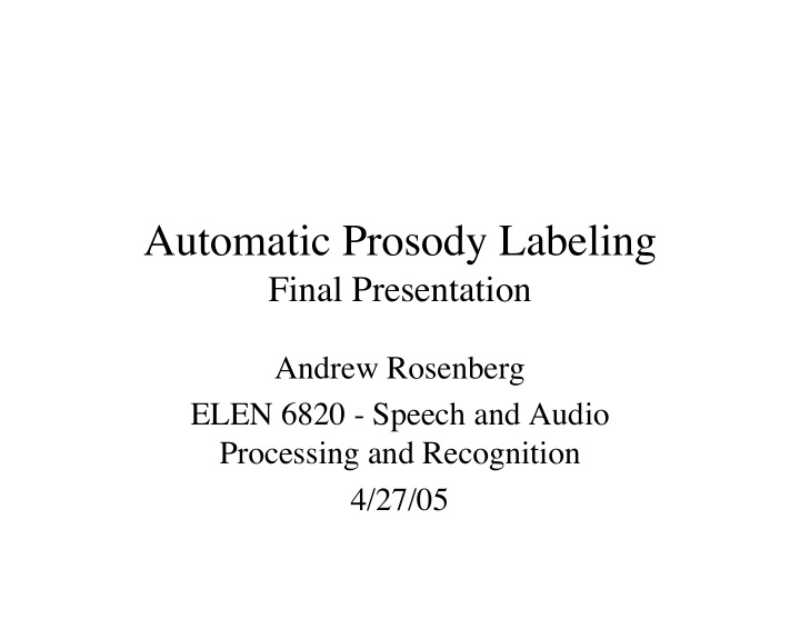 automatic prosody labeling