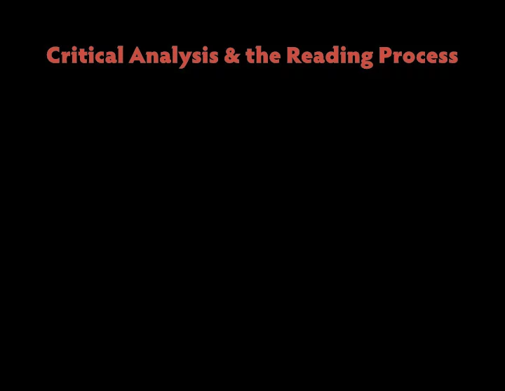 critical analysis the reading process