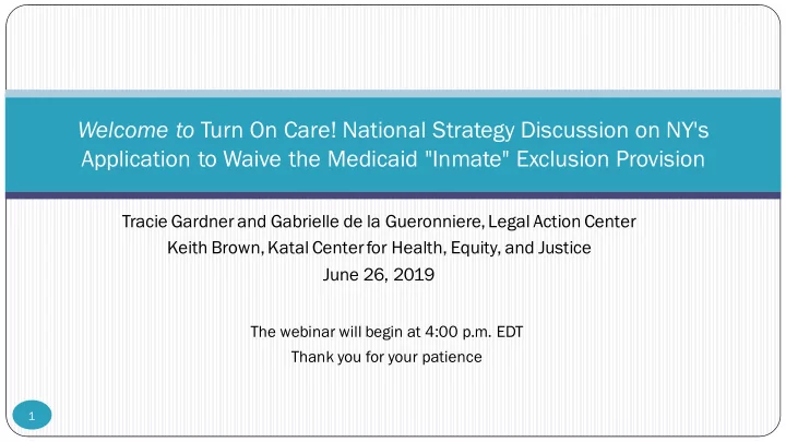 welcome to turn on care national strategy discussion on