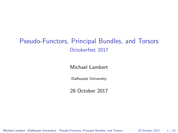 pseudo functors principal bundles and torsors
