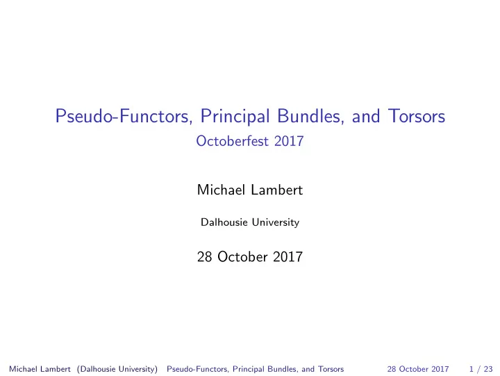 pseudo functors principal bundles and torsors