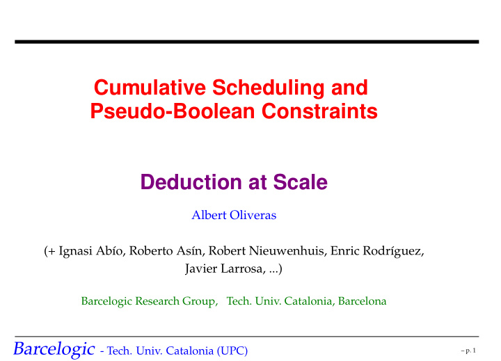 cumulative scheduling and pseudo boolean constraints