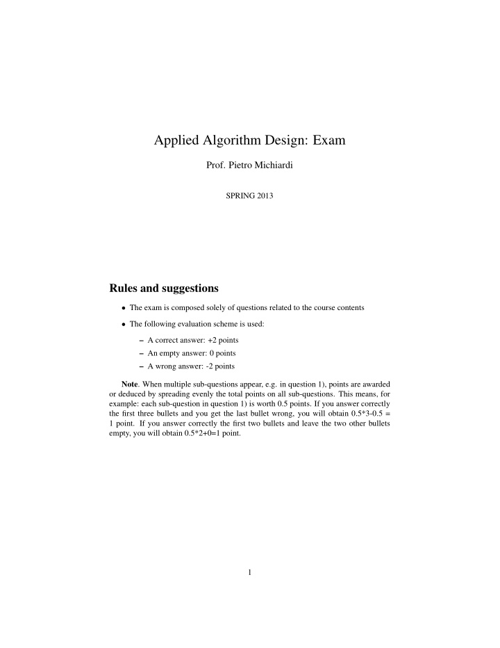 applied algorithm design exam