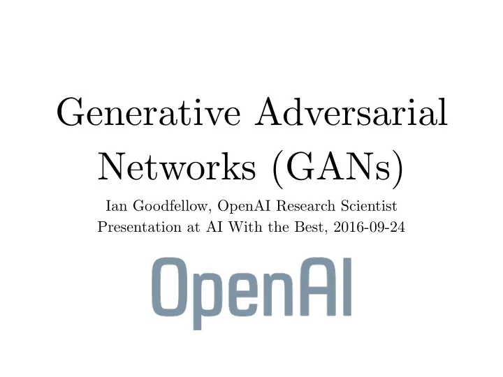 generative adversarial networks gans