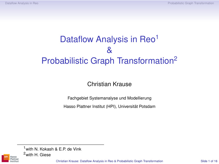 probabilistic graph transformation 2 christian krause