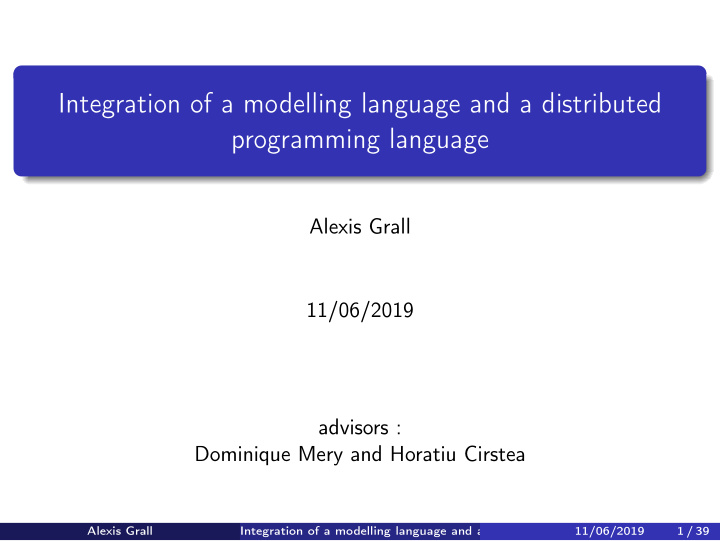 integration of a modelling language and a distributed