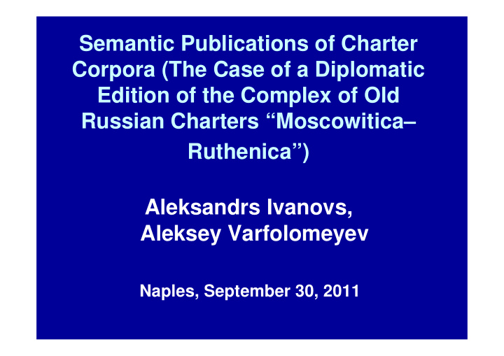 semantic publications of charter corpora the case of a