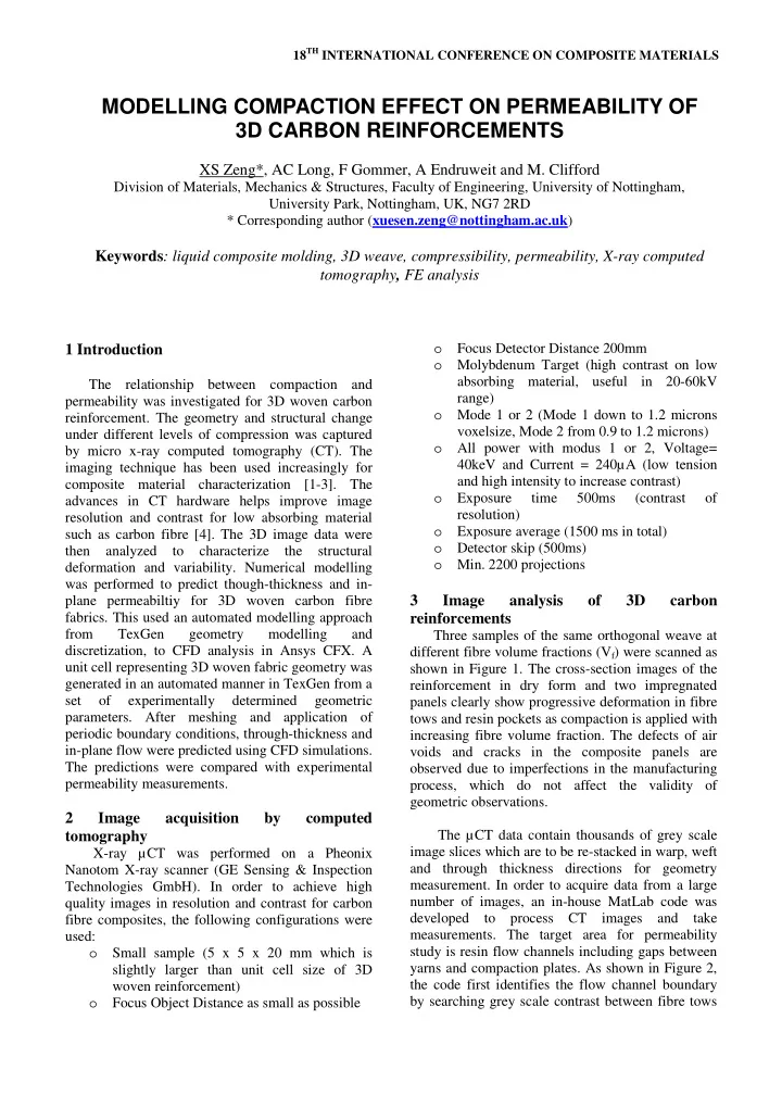 modelling compaction effect on permeability of 3d carbon