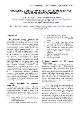 MODELLING COMPACTION EFFECT ON PERMEABILITY OF  3D CARBON REINFORCEMENTS  XS Zeng*, AC Long, F