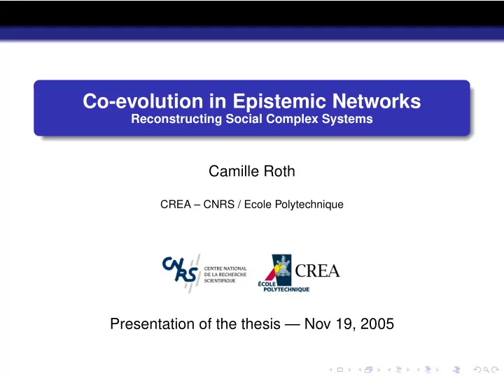 co evolution in epistemic networks