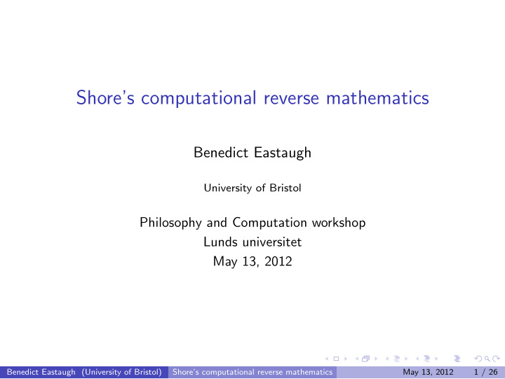 shore s computational reverse mathematics