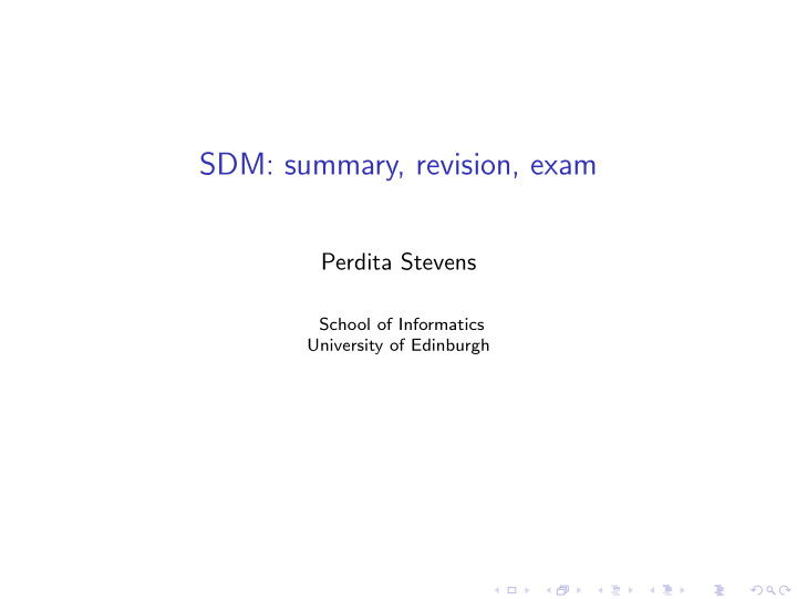 sdm summary revision exam