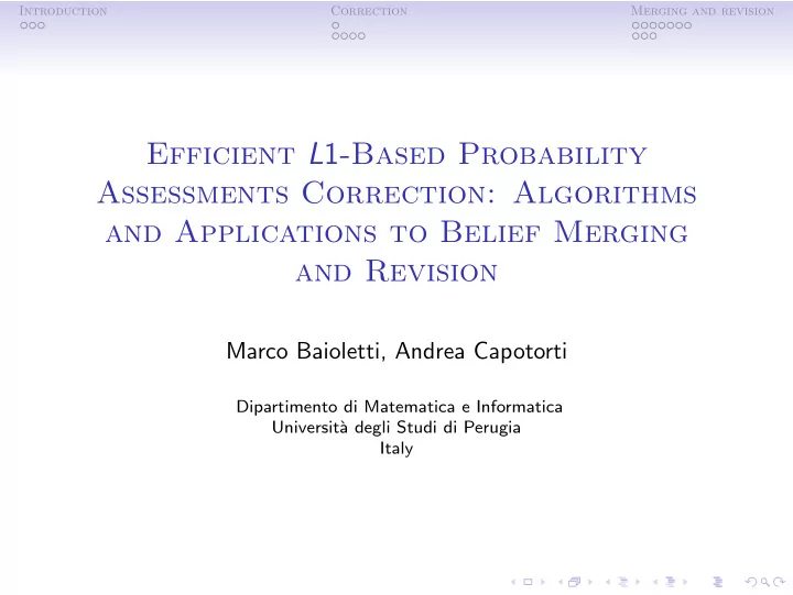 efficient l 1 based probability assessments correction