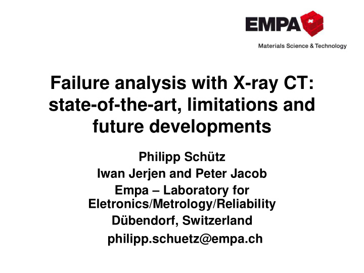 failure analysis with x ray ct state of the art