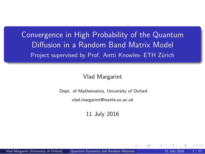 convergence in high probability of the quantum diffusion