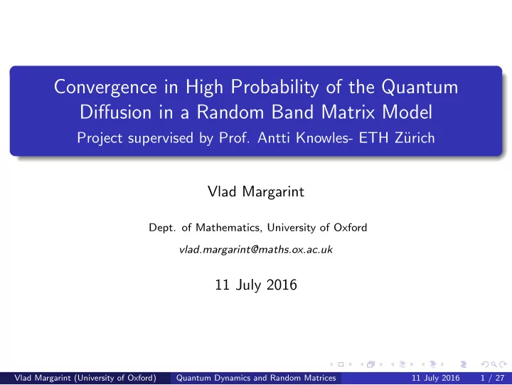 convergence in high probability of the quantum diffusion