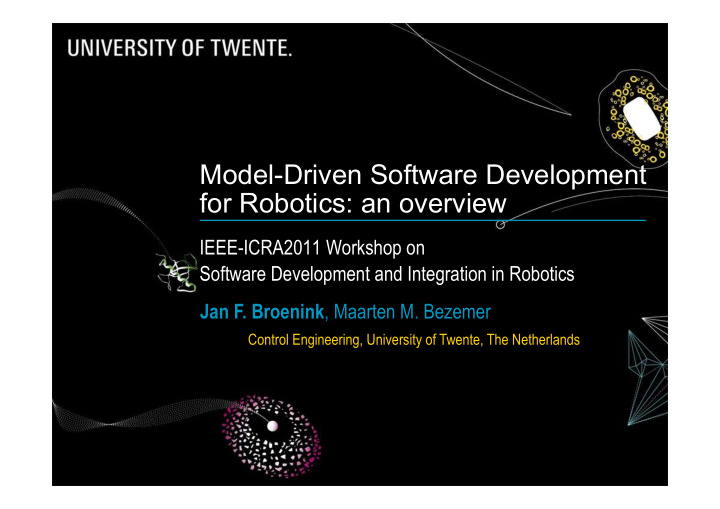model driven software development for robotics an overview