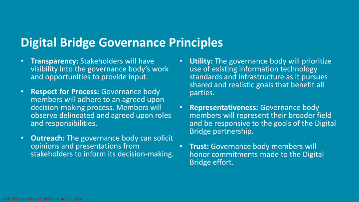 digital bridge governance principles