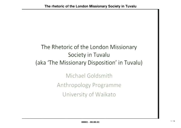 the rhetoric of the london missionary society in tuvalu