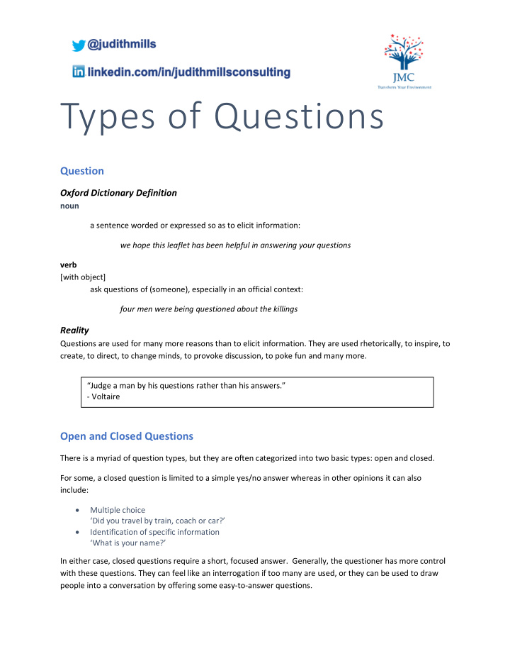 types of questions