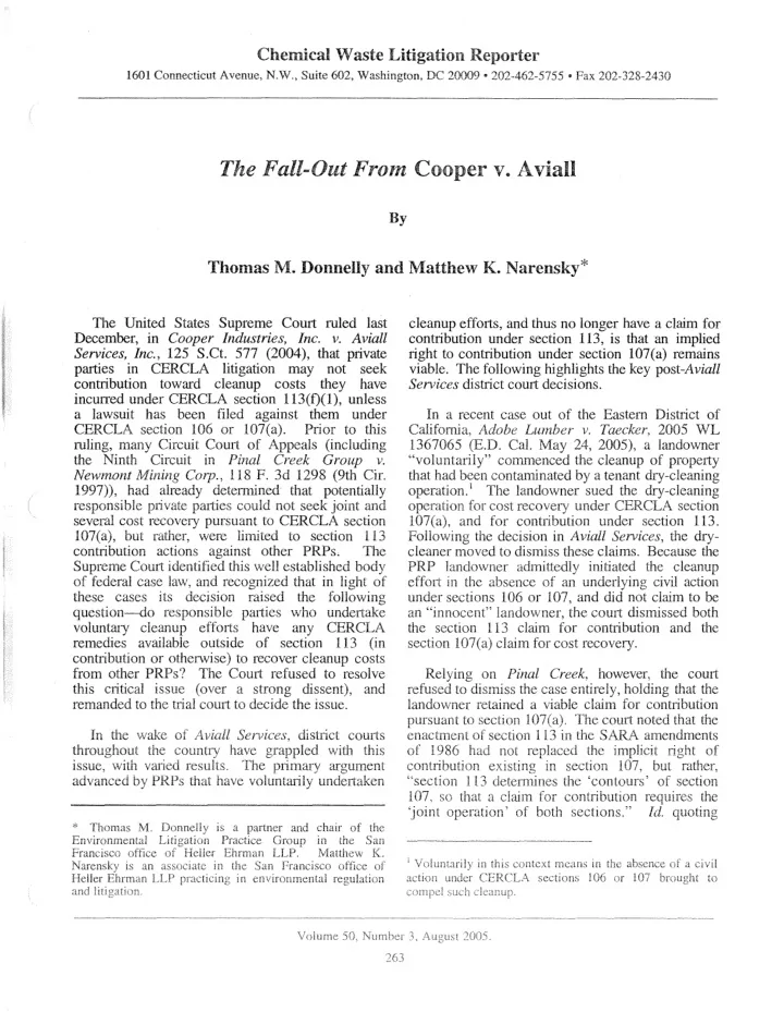 the fall out from cooper v avian