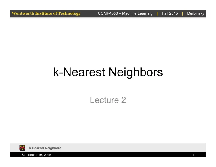 k nearest neighbors