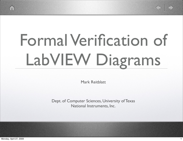 formal verification of labview diagrams