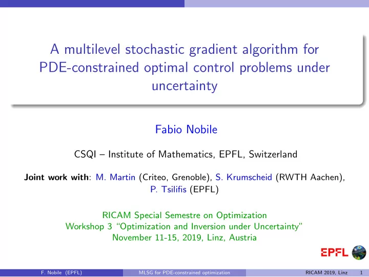 a multilevel stochastic gradient algorithm for pde