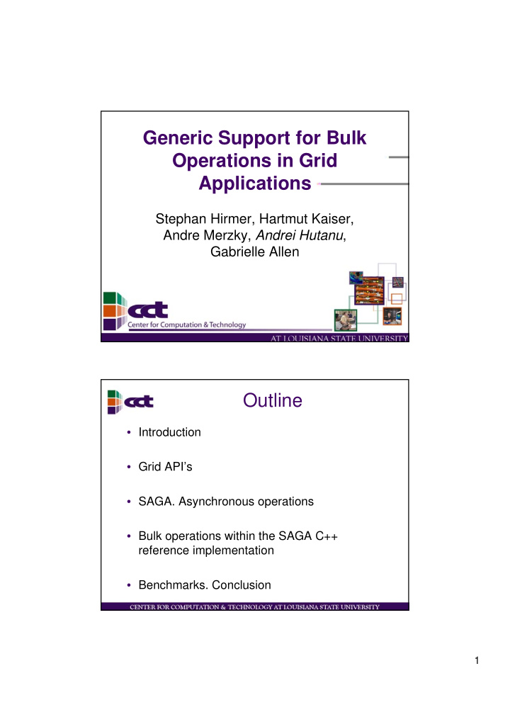 generic support for bulk operations in grid applications