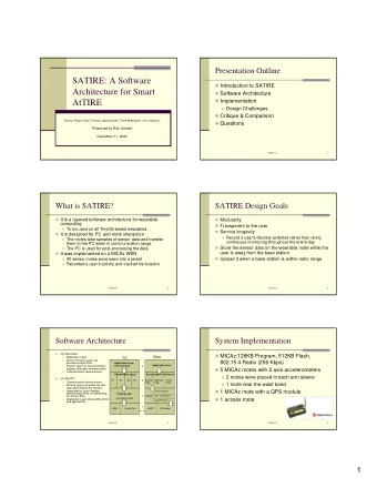 SATIRE: A Software  Introduction to SATIRE  Architecture for Smart  Software Architecture