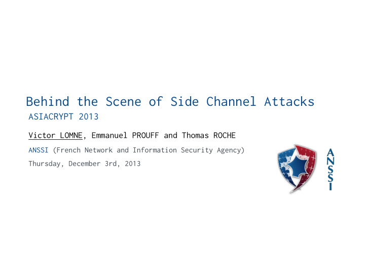 behind the scene of side channel attacks
