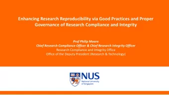 Enhancing Research Reproducibility via Good Practices and Proper  Governance of Research Compliance