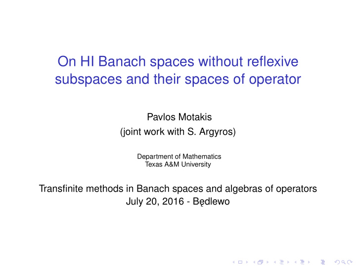 on hi banach spaces without reflexive subspaces and their