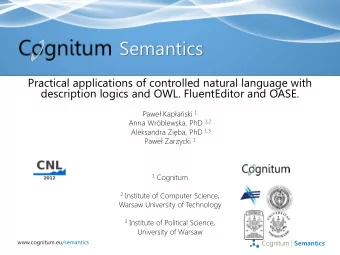 Semantics  Practical applications of controlled natural language with  description logics and OWL.