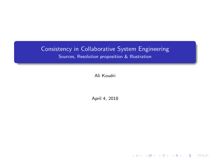 consistency in collaborative system engineering