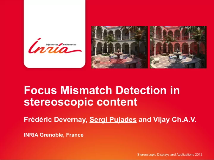 focus mismatch detection in stereoscopic content