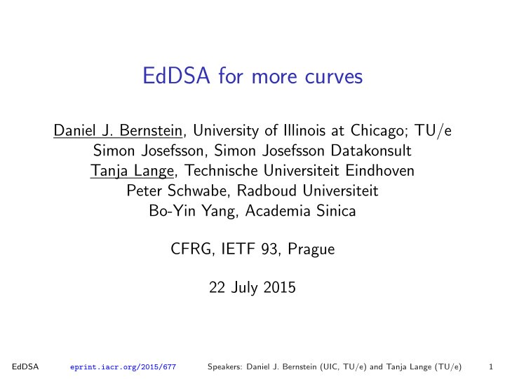 eddsa for more curves