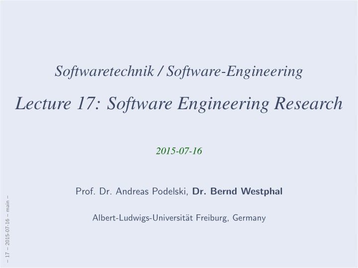 lecture 17 software engineering research