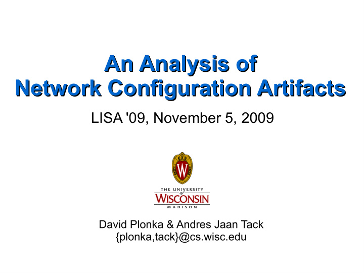 an analysis of an analysis of network configuration