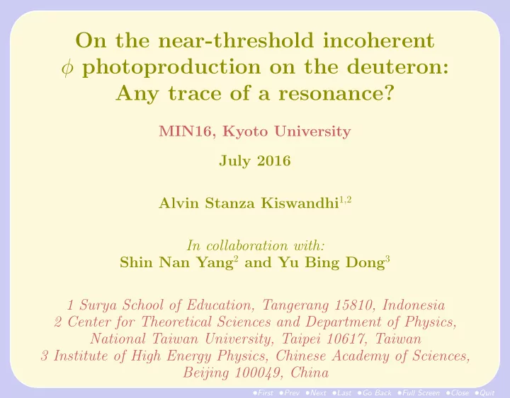 on the near threshold incoherent photoproduction on the