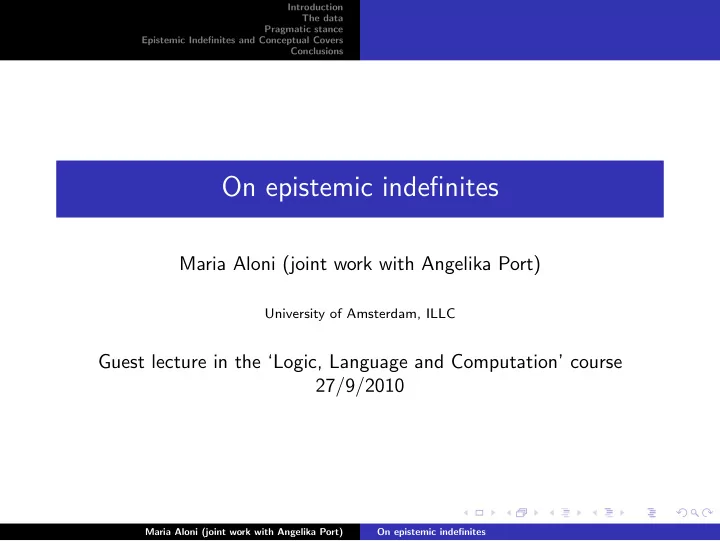 on epistemic indefinites