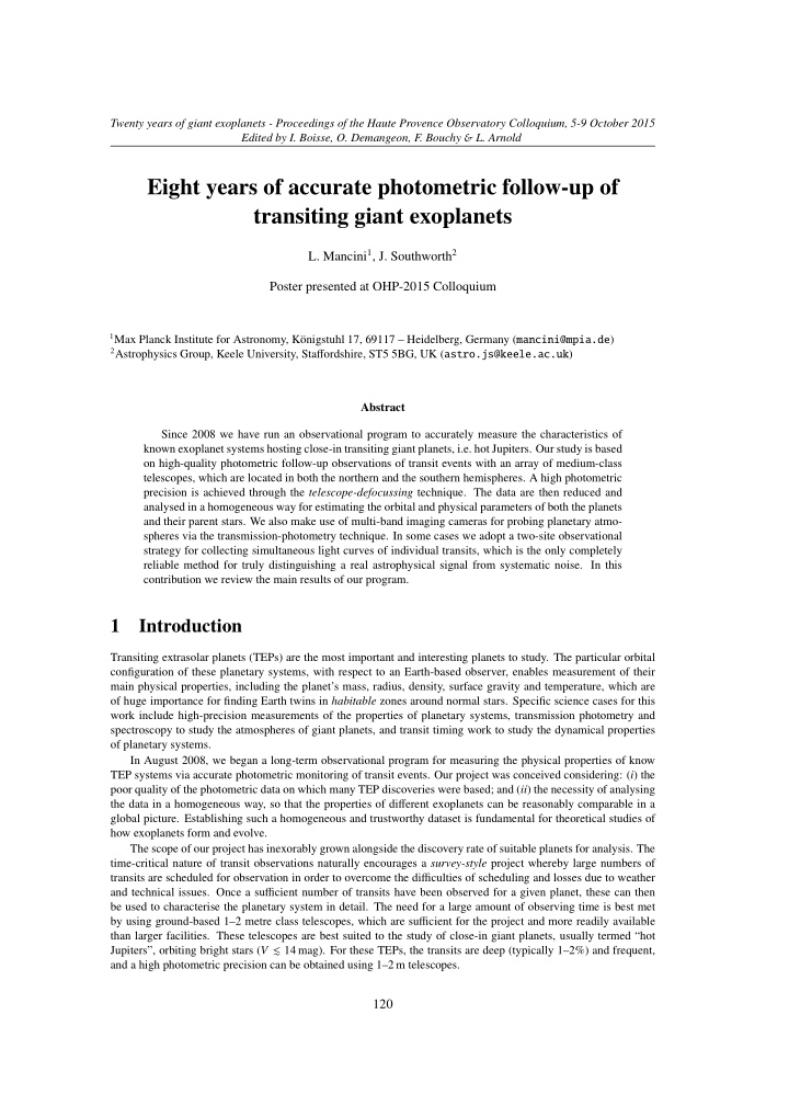 eight years of accurate photometric follow up of
