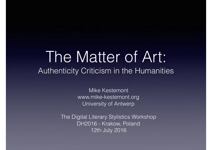 the matter of art