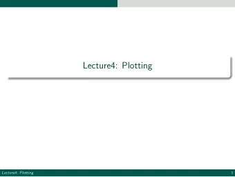 Lecture4: Plotting  Lecture4: Plotting  1  Plotting in MATLAB  2D Plots  Plotting Scalar functions