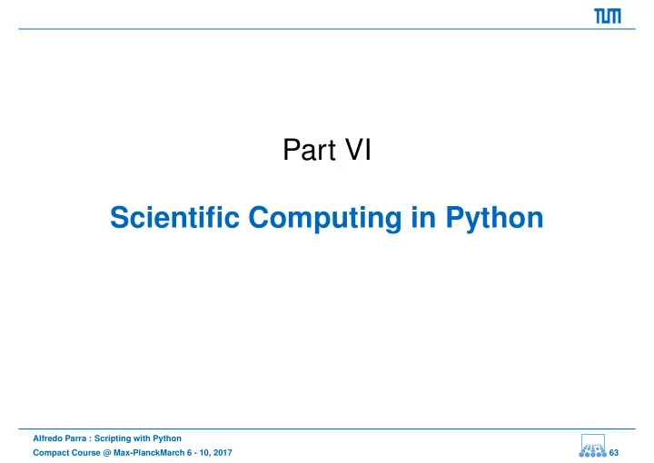 part vi scientific computing in python