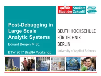 Post-Debugging in  Large Scale  Analytic Systems  Eduard Bergen M.Sc.  BTW 2017 BigBIA Workshop